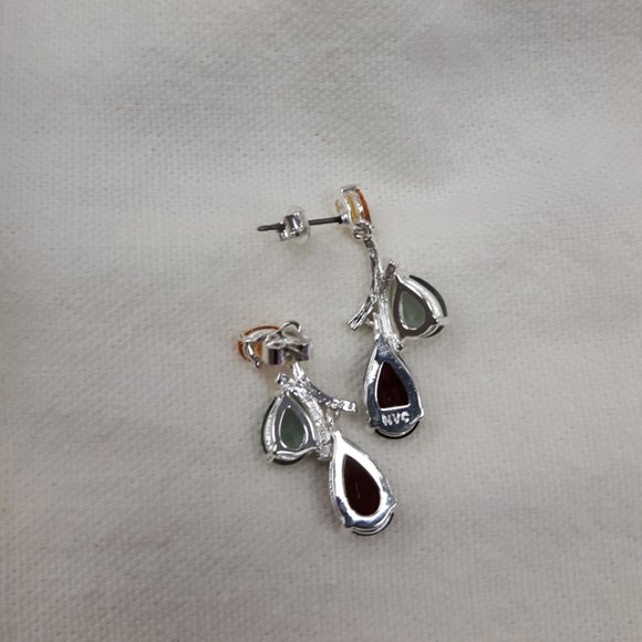 NVC Designer Signed Earrings Nataliya V Collister Elegant Silver Tone Pierced - Picture 3 of 5